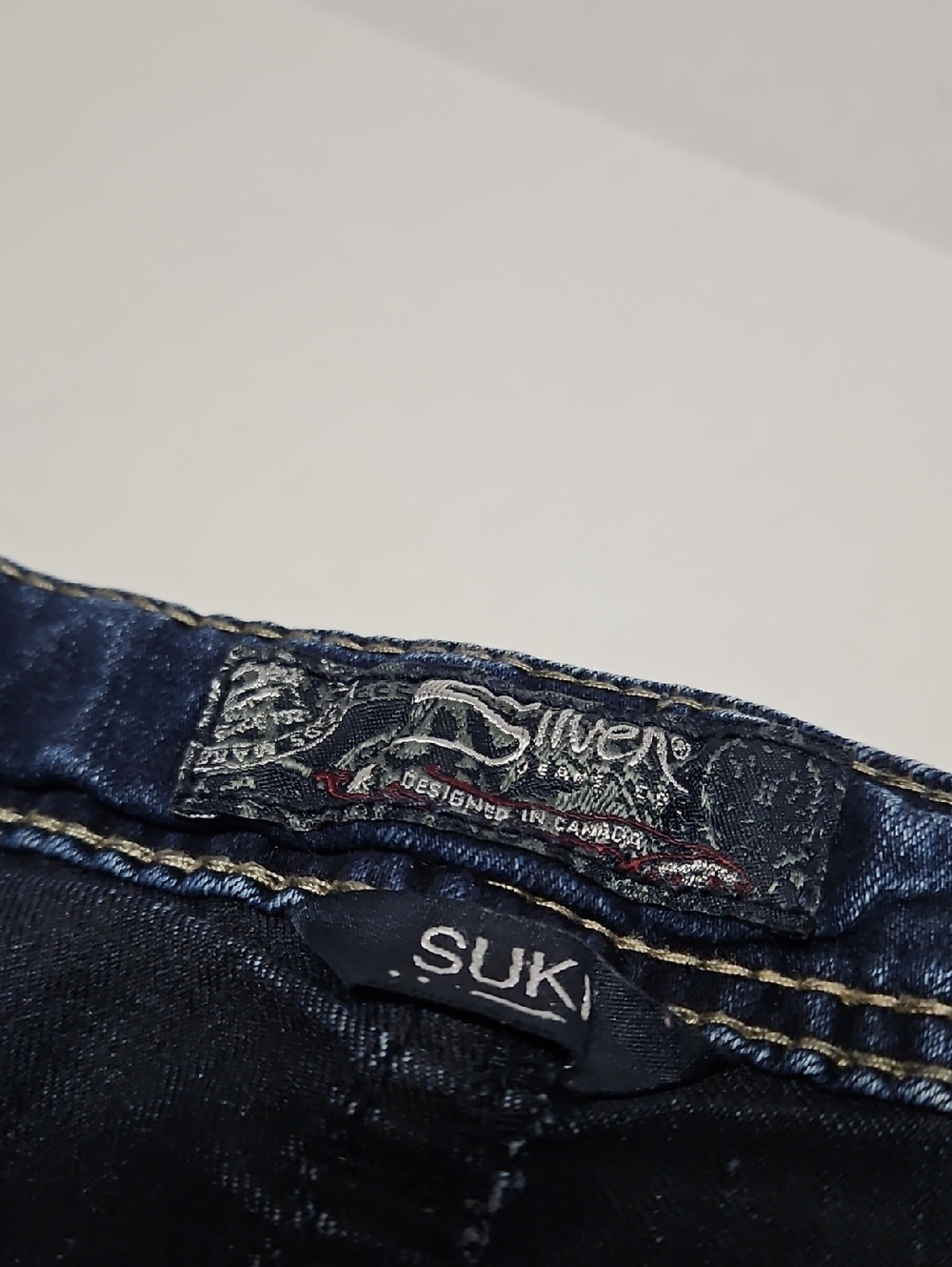 Silver Jeans Dark Blue Skinny Super Stretch Jeans with Faded Detail Size 20 - Picture 7 of 14